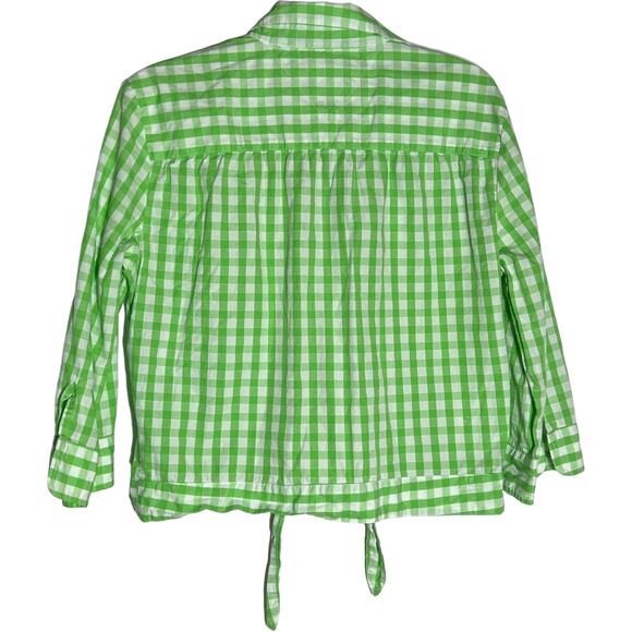Tommy Hilfiger Green Gingham Tie Front Crop Top - Size 10 - Picture 7 of 8